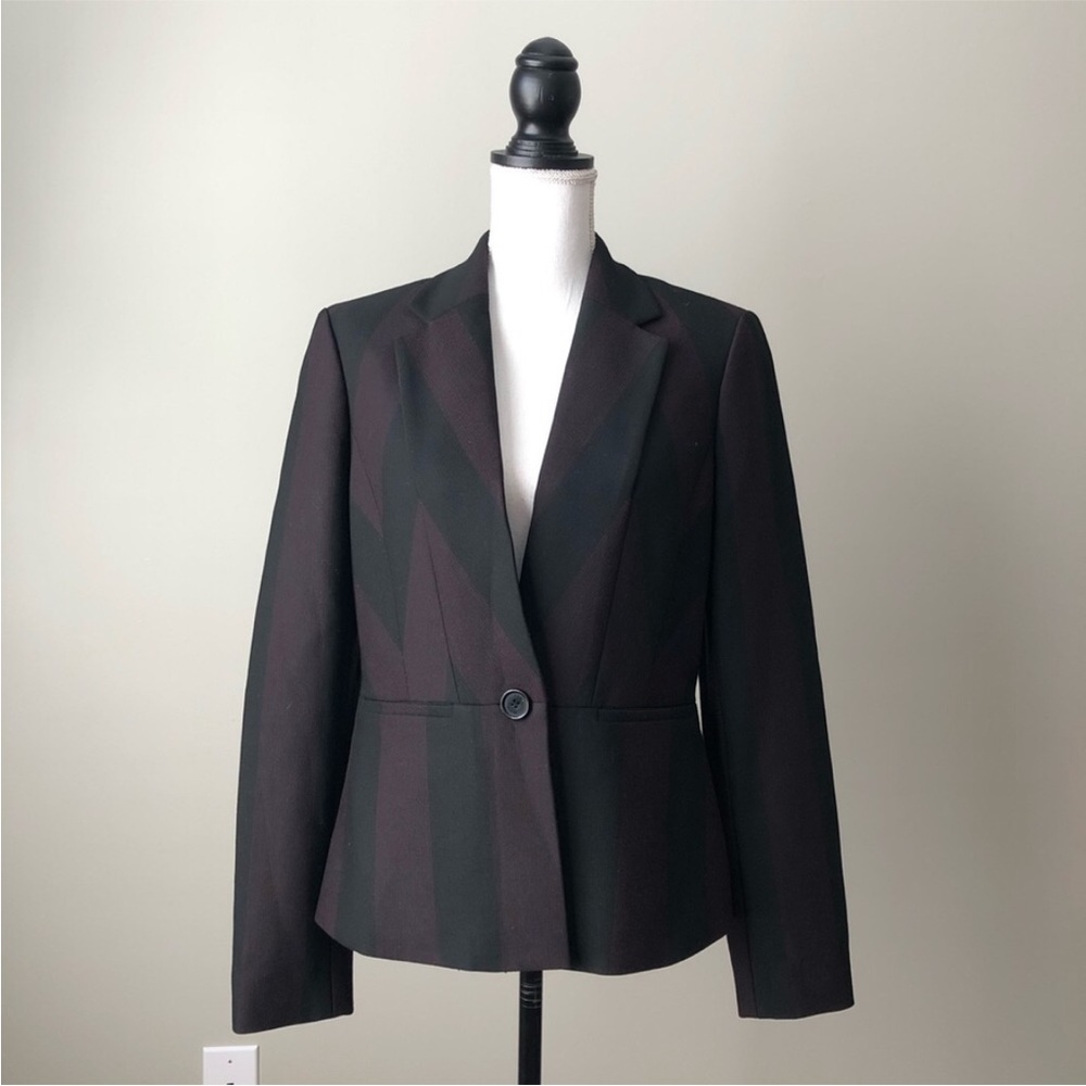 Ann Klein Purple Black Striped Blazer